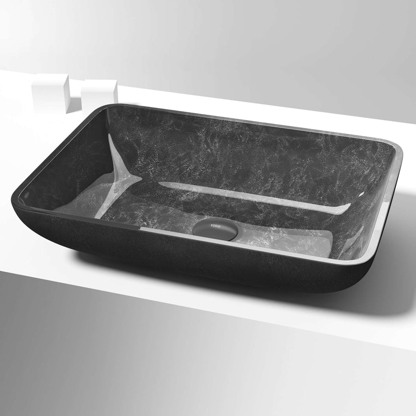 Gray onyx glass sink with 4-inch height and vessel installation