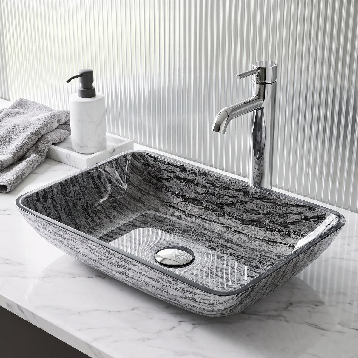 Sottile Rectangular Glass Vessel Sink