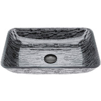 Slate Grey glass vessel sink with rectangular shape and modern design