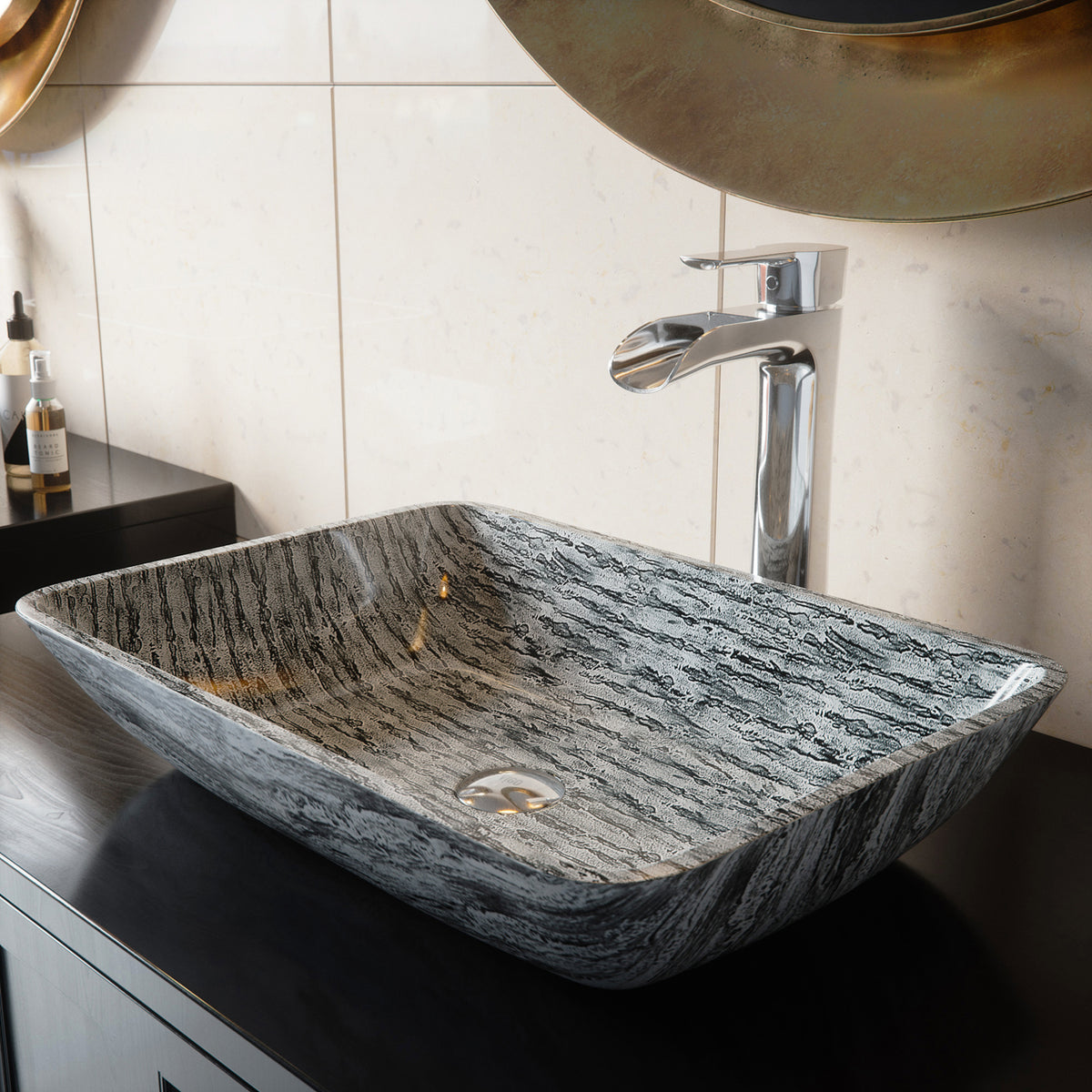 Sottile Rectangular Glass Vessel Sink