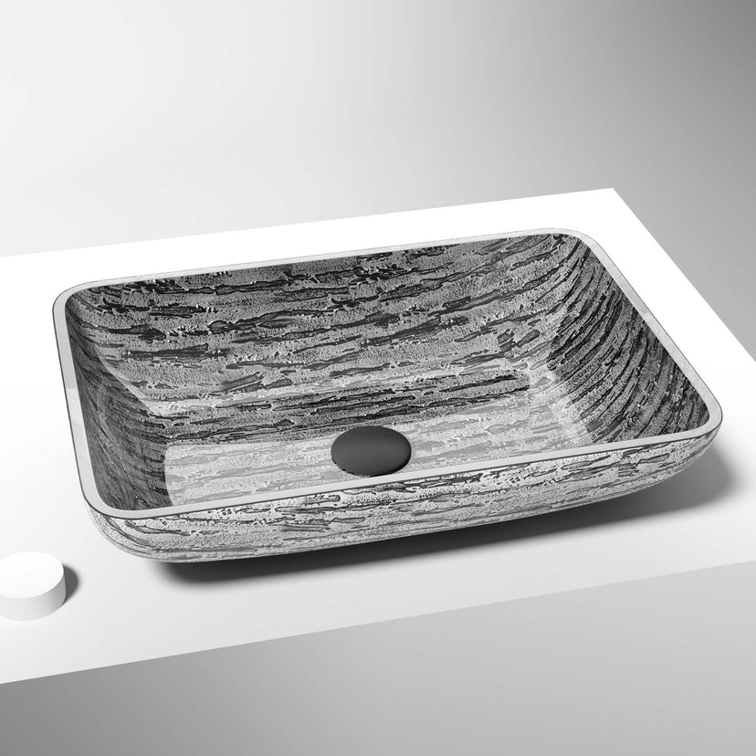 Contemporary glass vessel sink in slate grey finish, fade and scratch resistant