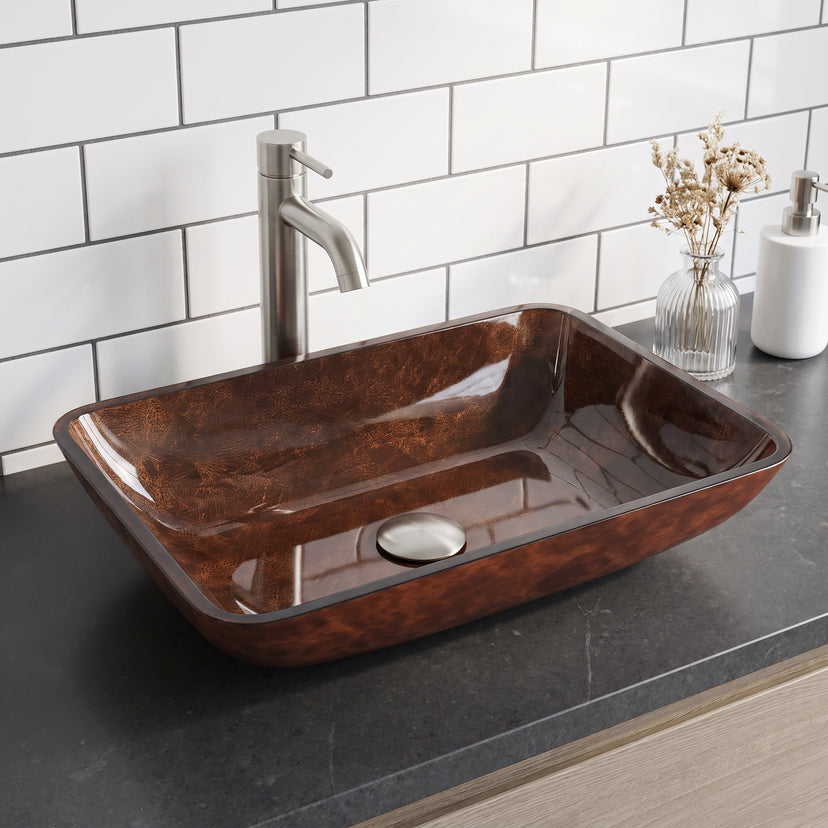 Sottile Rectangular Glass Vessel Sink