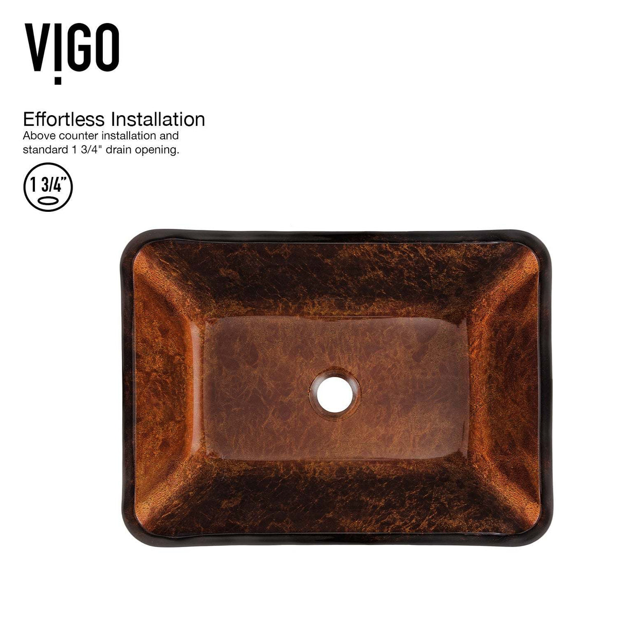 Rust-resistant glass sink in red and brown fusion tone, vessel installation type