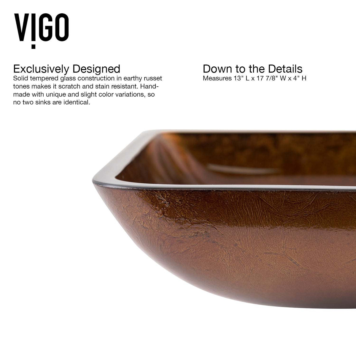 Certified red and brown fusion glass sink for commercial and residential use