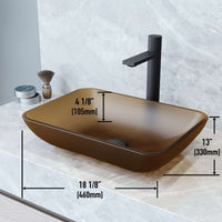 Fade-resistant amber glass vessel sink with scratch-resistant surface