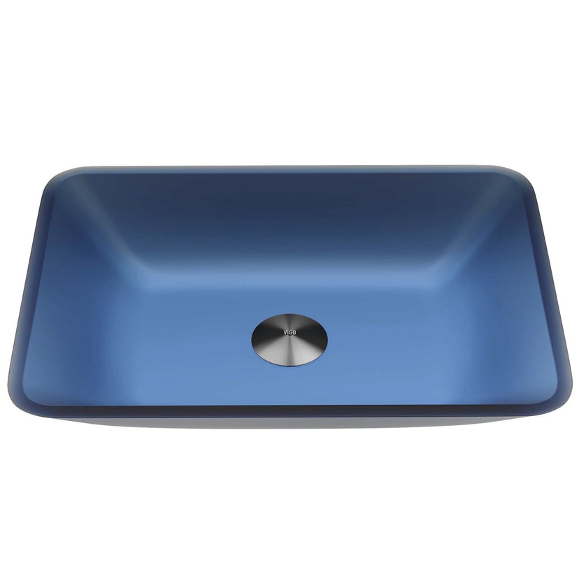 Handmade rectangular sink in royal blue, suitable for commercial spaces