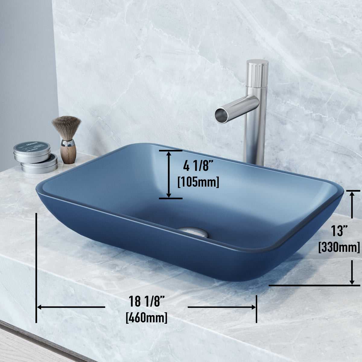 Sottile Rectangular Glass Vessel Sink