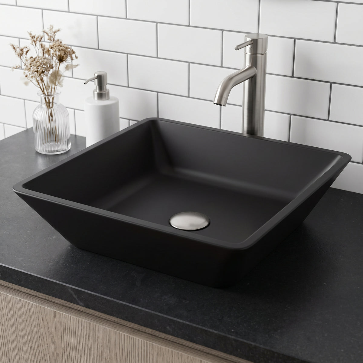 Matte Shell Square Vessel Bathroom Sink