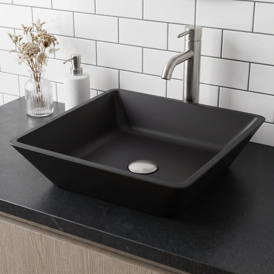 Matte Shell Square Vessel Bathroom Sink