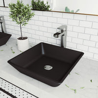 Handmade glass vessel sink featuring rust and scratch resistant design