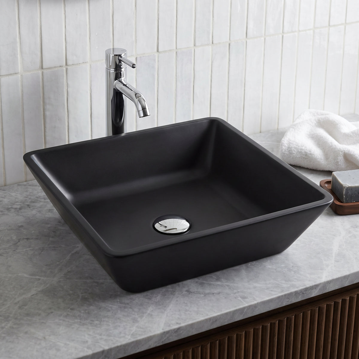 Matte Shell Square Vessel Bathroom Sink