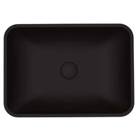 Fade-resistant black glass vessel sink with scratch-resistant surface