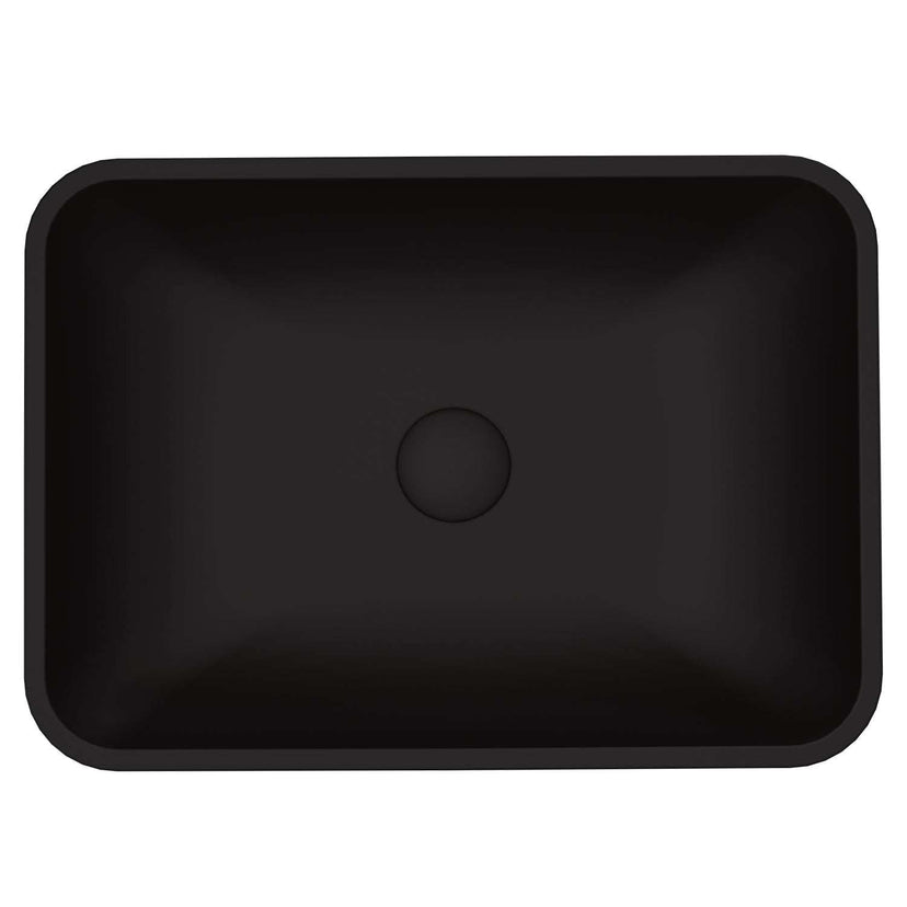Fade-resistant black glass vessel sink with scratch-resistant surface