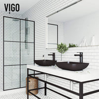 Rust-resistant glass sink in black tone, vessel installation type