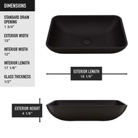 Rectangular glass vessel sink with handmade craftsmanship and black color