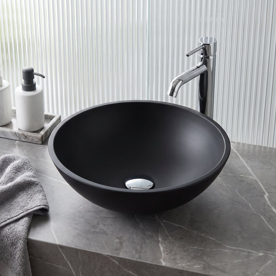 Matte Shell Round Vessel Bathroom Sink