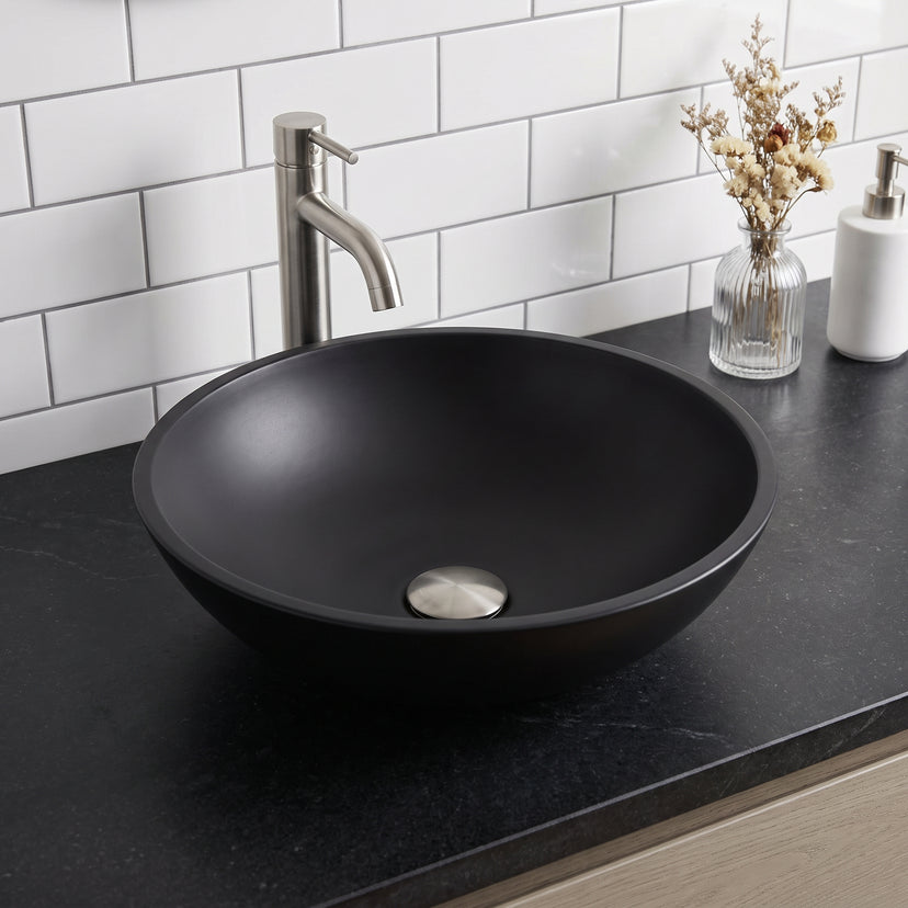 Matte Shell Round Vessel Bathroom Sink