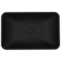 Rectangular vessel sink featuring rust-resistant glass construction