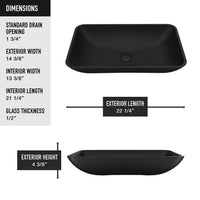 Modern glass vessel sink with durable matte shell coating. Noma MatteShell Rectangular Glass Vessel Sink