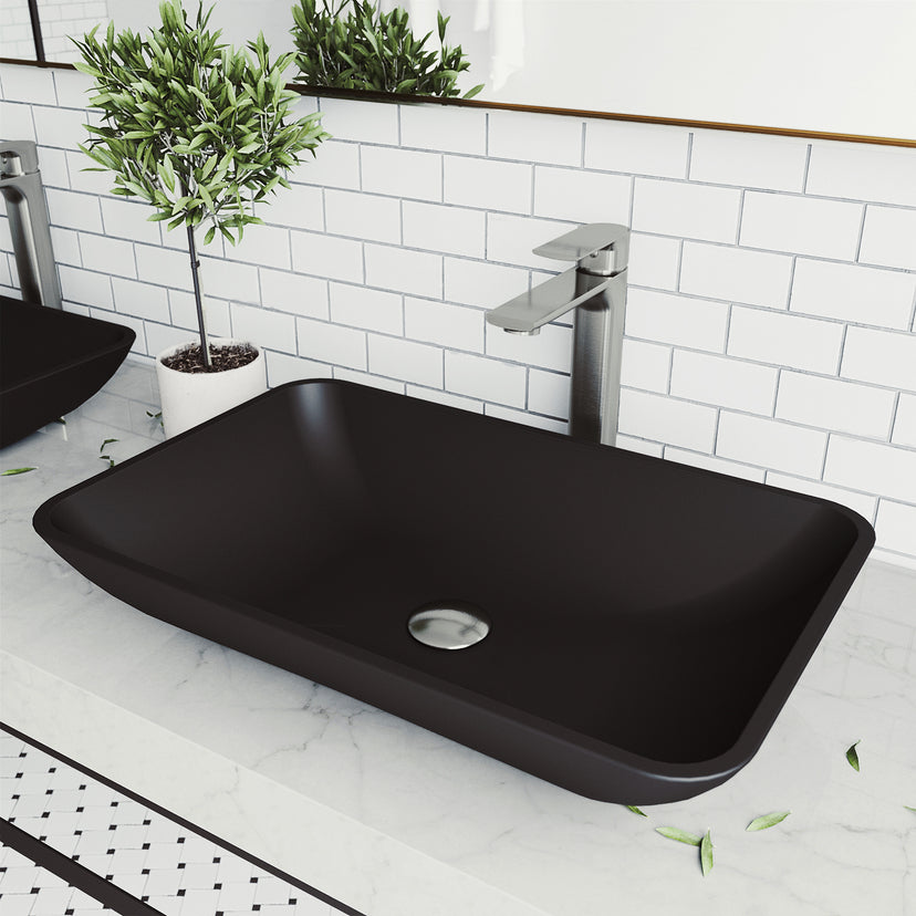 Matte Shell Rectangular Vessel Bathroom Sink