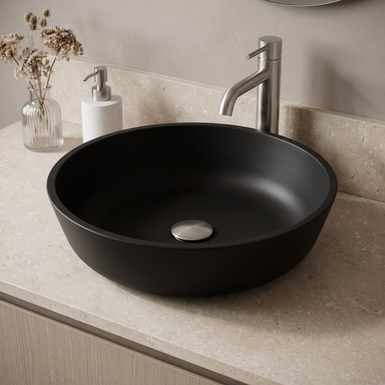 Matte Shell Round Vessel Bathroom Sink
