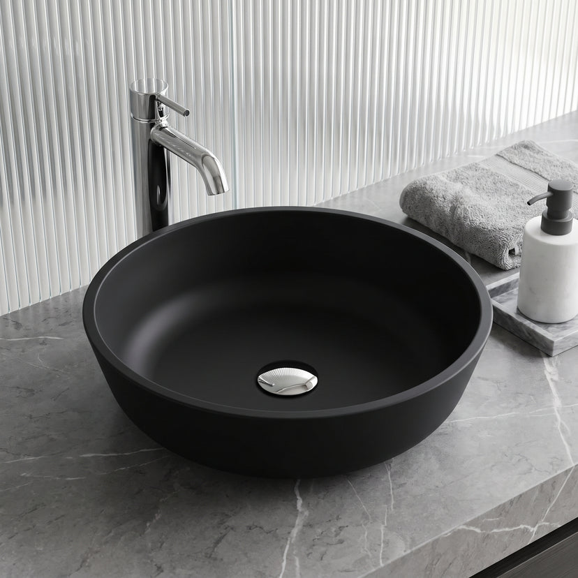 Matte Shell Round Vessel Bathroom Sink