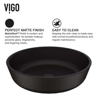 Commercial-grade round glass vessel sink with fade-resistant and rust-resistant features