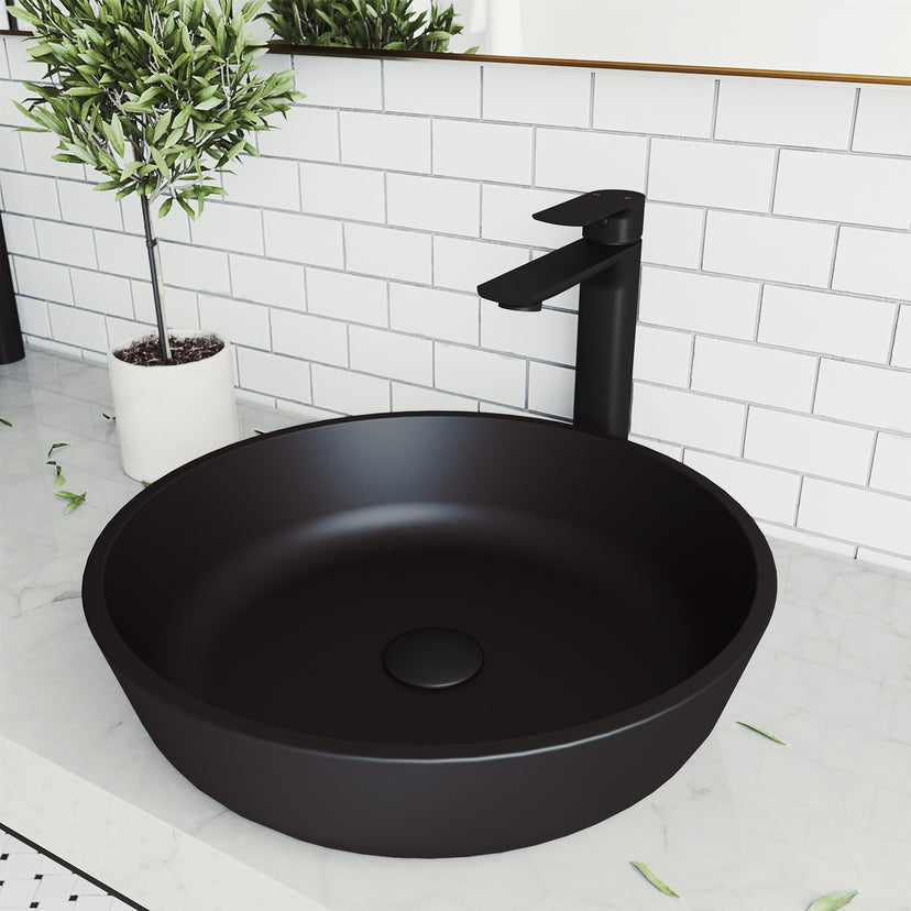 Matte Shell Round Vessel Bathroom Sink