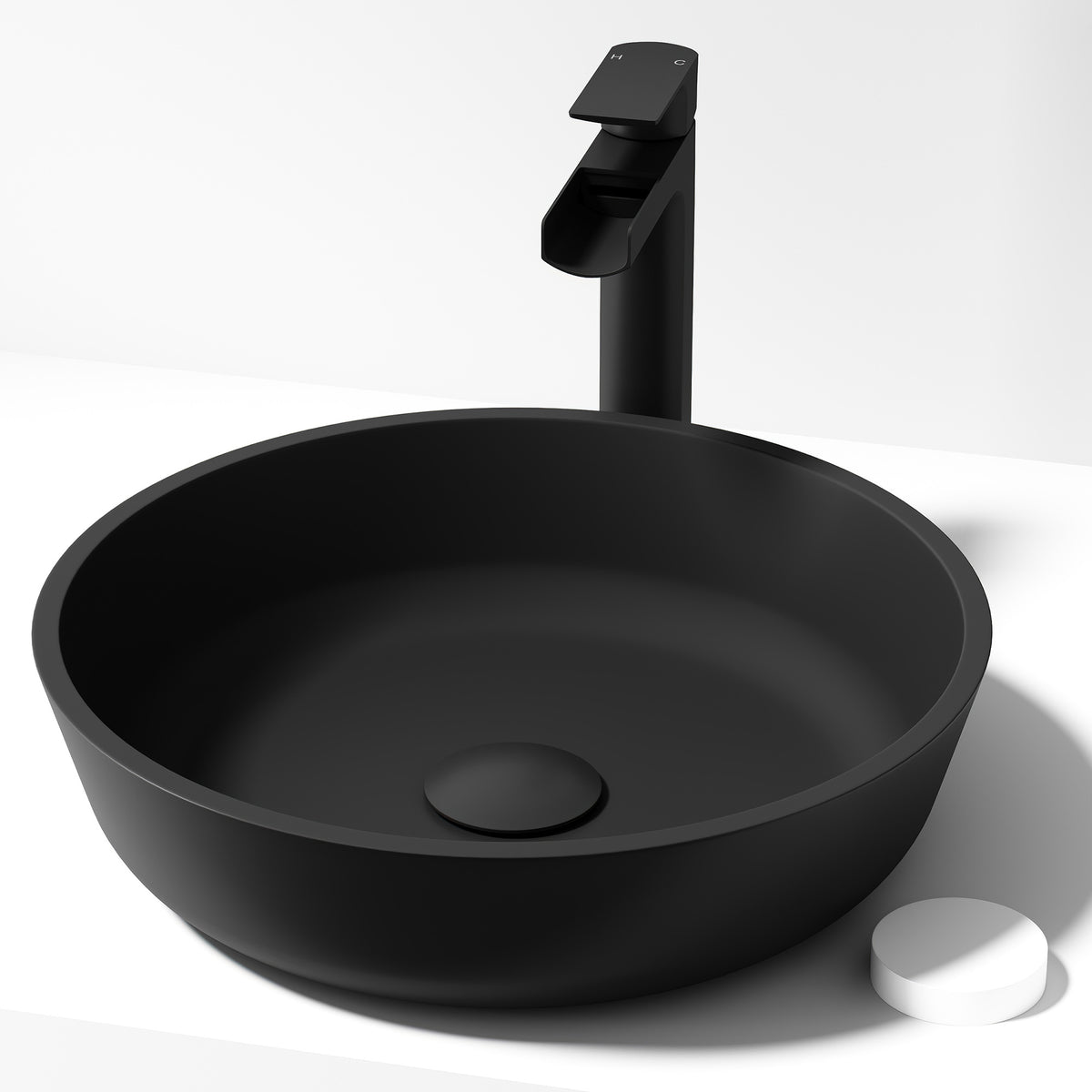 Matte Shell Round Vessel Bathroom Sink