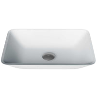 Glass vessel sink with modern design and white color for bathrooms