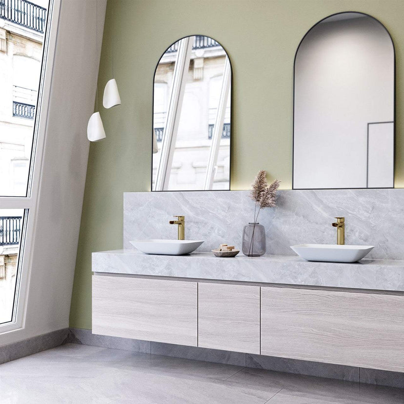 Handmade rectangular sink in white finish for contemporary bathrooms