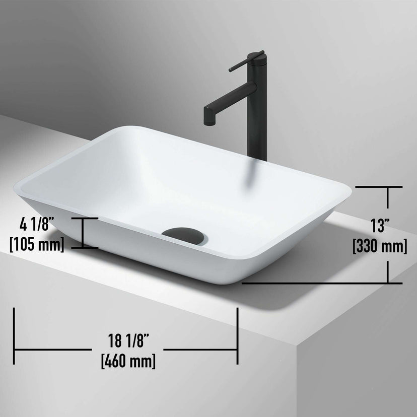 Fade-resistant white glass vessel sink with scratch-resistant surface