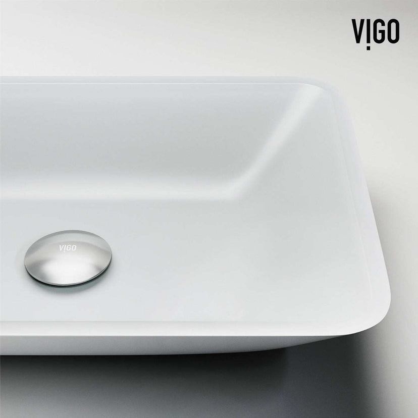 Modern rectangular glass vessel sink with white finish