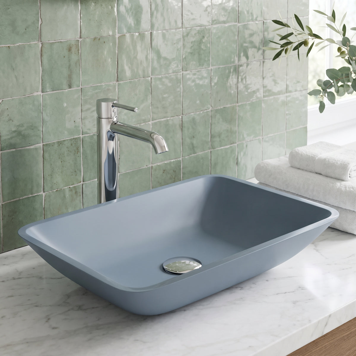 Sottile Rectangular Glass Vessel Sink