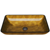 Donatello Glass 22 in. L x 15 in. W x 5 in. H Rectangular Vessel Bathroom Sink