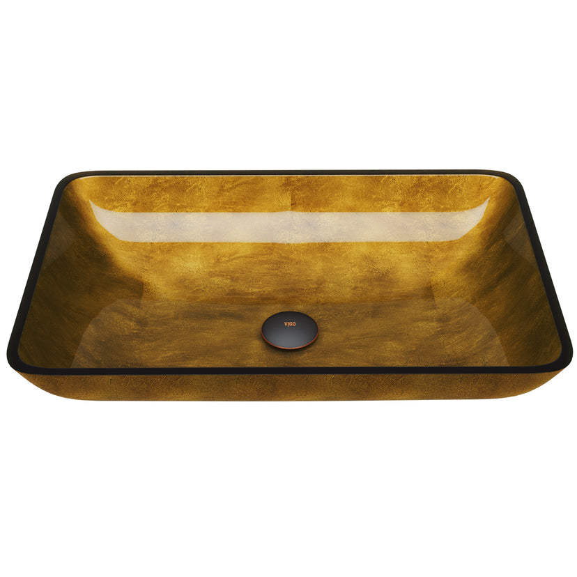 Donatello Glass 22 in. L x 15 in. W x 5 in. H Rectangular Vessel Bathroom Sink