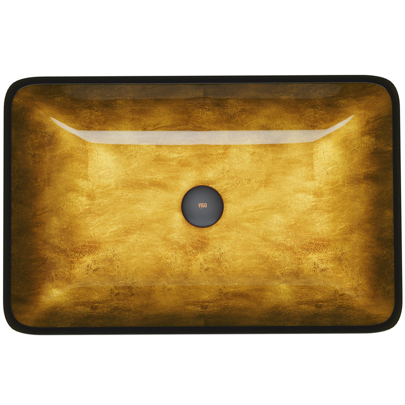 Donatello Glass 22 in. L x 15 in. W x 5 in. H Rectangular Vessel Bathroom Sink