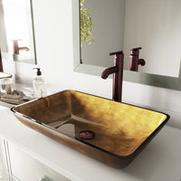 Donatello Glass 22 in. L x 15 in. W x 5 in. H Rectangular Vessel Bathroom Sink