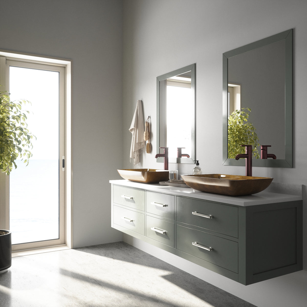 Donatello Glass 22 in. L x 15 in. W x 5 in. H Rectangular Vessel Bathroom Sink