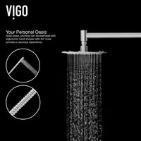Contemporary shower panel with knob handles, included supply lines, and corrosion-resistant material
