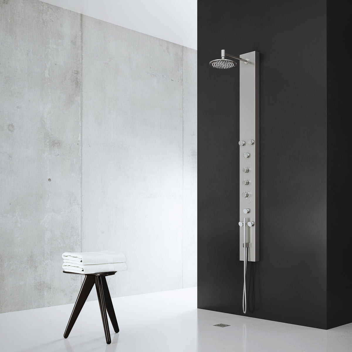 Dilana 67 in. H x 6 in. W 6-Jet Shower Panel System with Adjustable Round Head and Hand Shower Wand in Stainless Steel