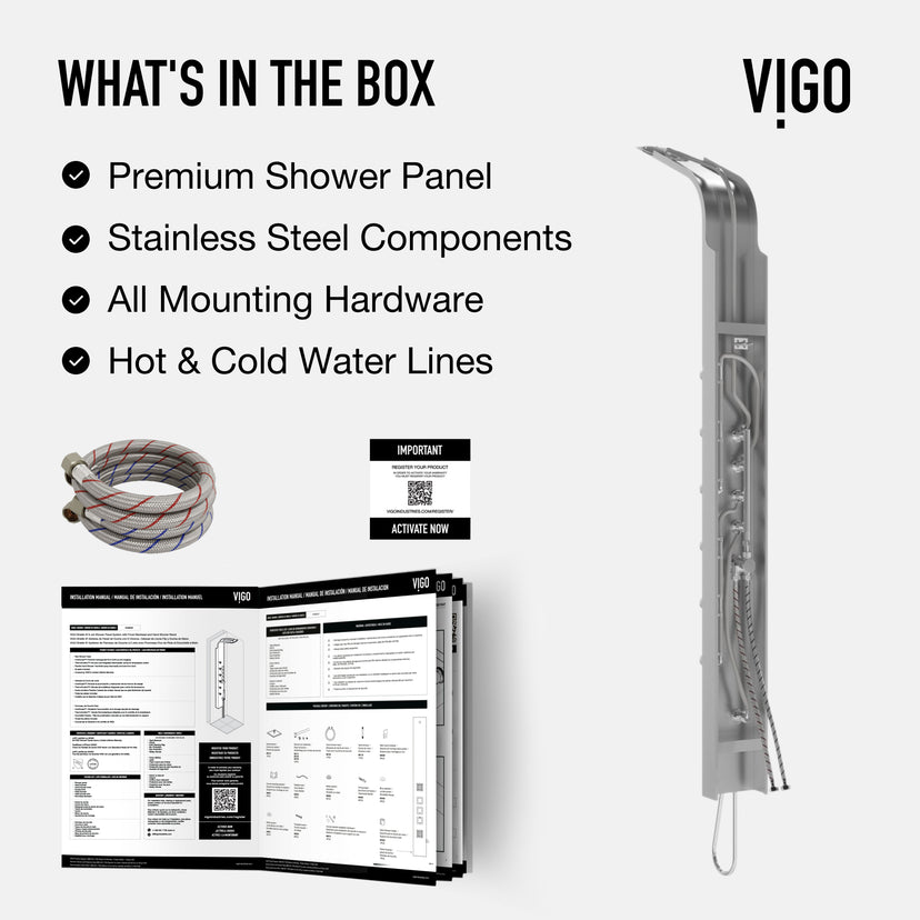 Brielle 68 in. H x 6 in. W 6-Jet Shower Panel System with Fixed Rainhead and Hand Shower Wand in Stainless Steel