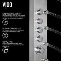 Brielle 68 in. H x 6 in. W 6-Jet Shower Panel System with Fixed Rainhead and Hand Shower Wand in Stainless Steel