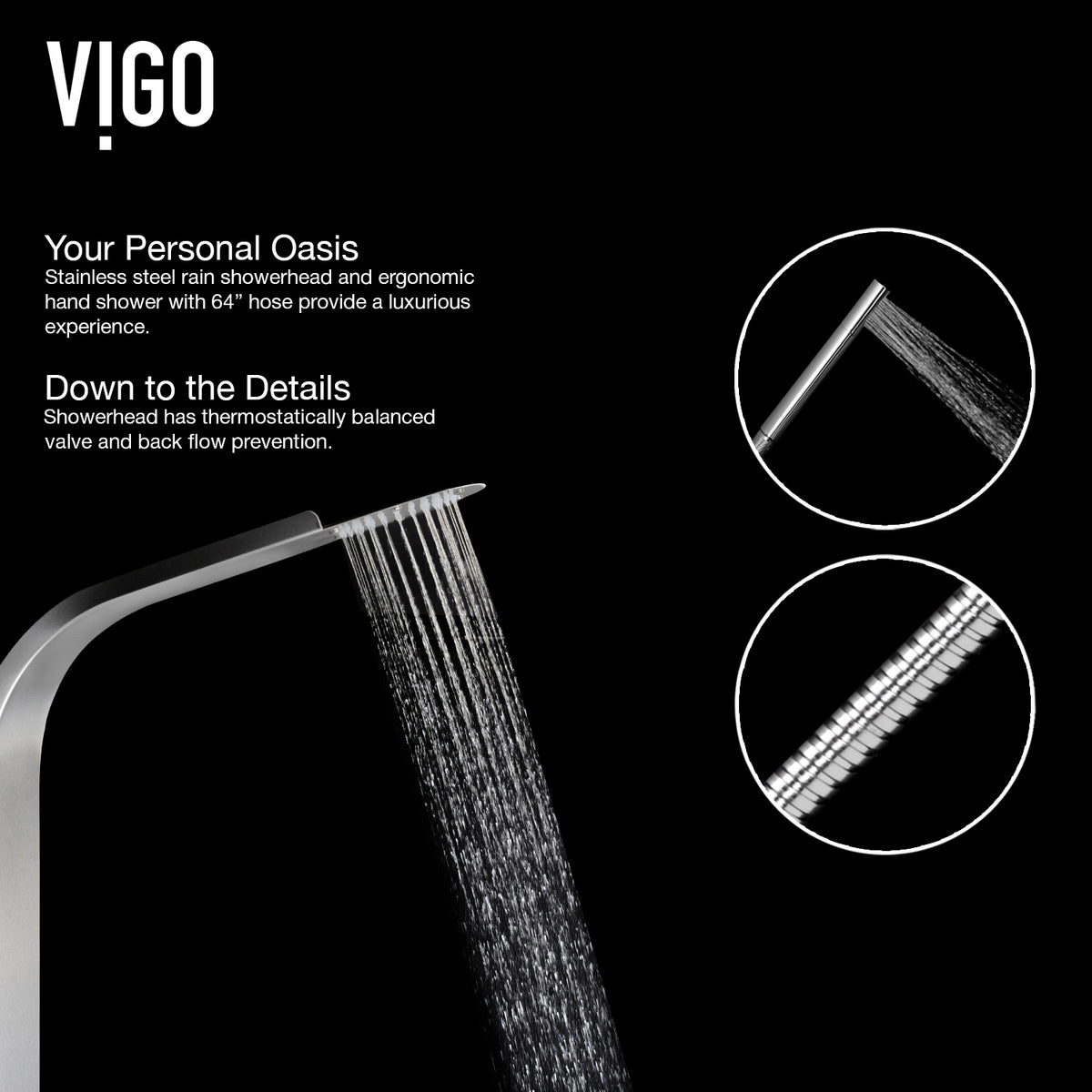 Brielle 68 in. H x 6 in. W 6-Jet Shower Panel System with Fixed Rainhead and Hand Shower Wand in Stainless Steel