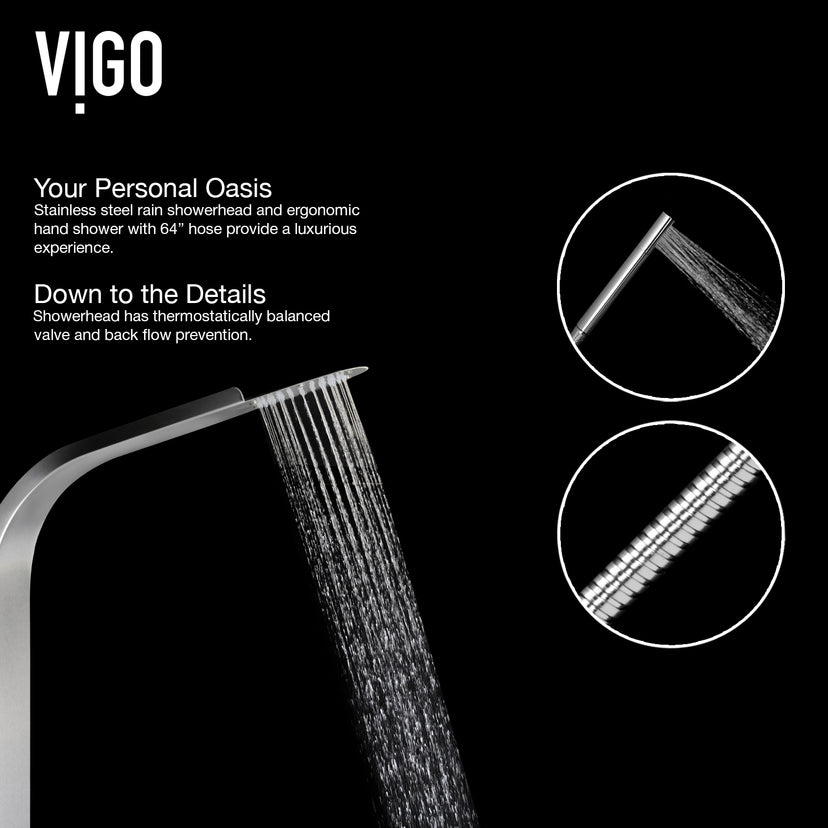 Brielle 68 in. H x 6 in. W 6-Jet Shower Panel System with Fixed Rainhead and Hand Shower Wand in Stainless Steel