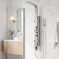 Mateo 60 in. H x 7 in. W 6-Jet Shower Panel System with Fixed Rainhead and Hand Shower Wand in Stainless Steel