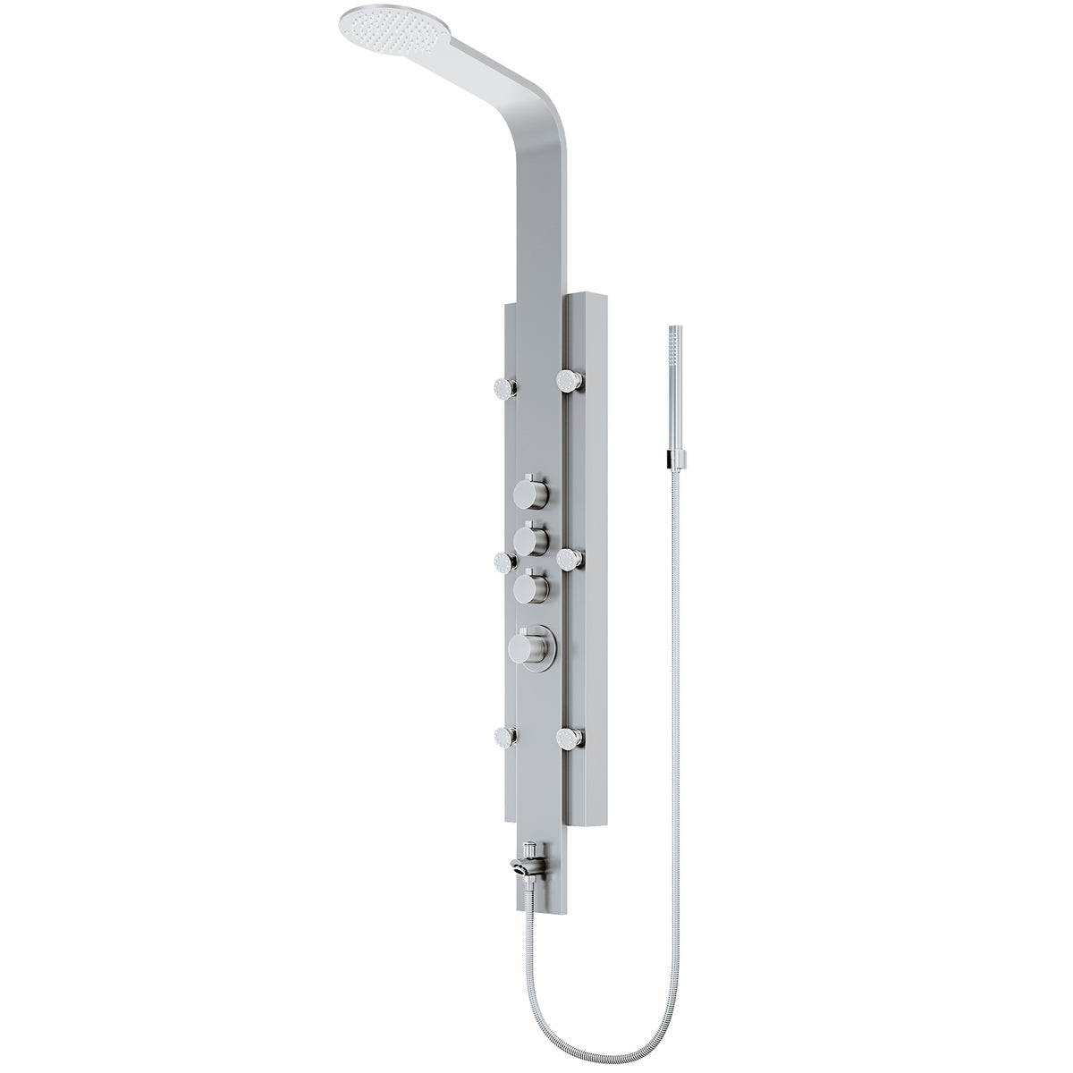 Mateo 60 in. H x 7 in. W 6-Jet Shower Panel System with Fixed Rainhead and Hand Shower Wand in Stainless Steel