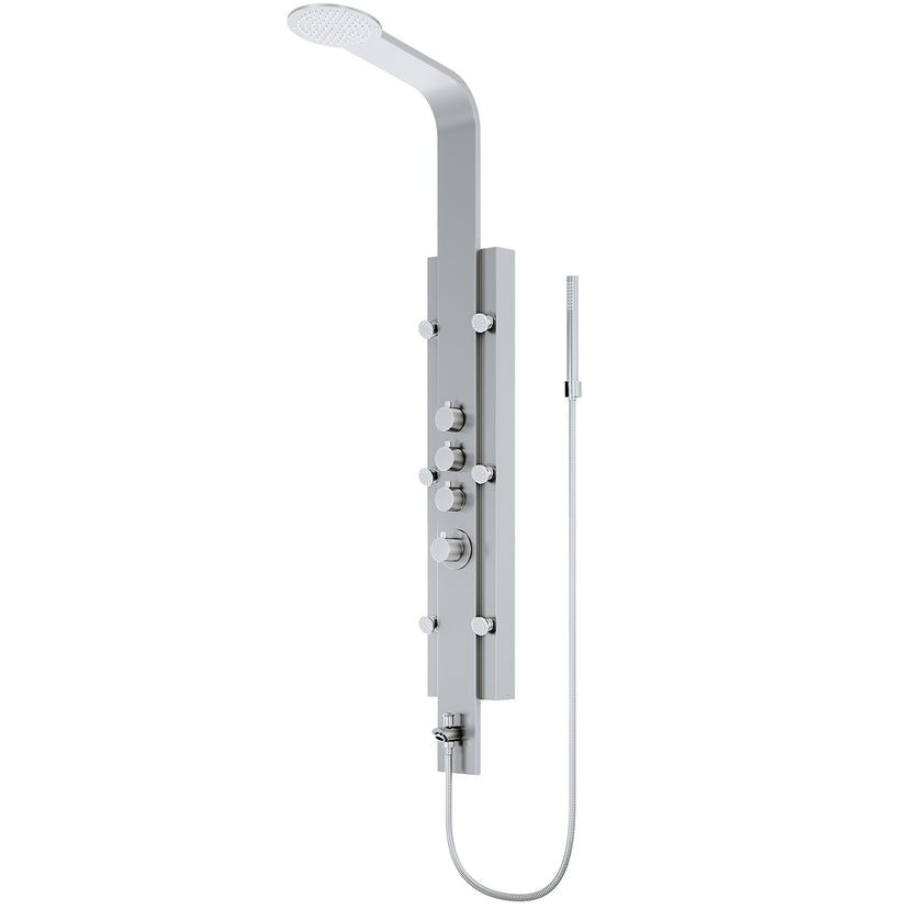Mateo 60 in. H x 7 in. W 6-Jet Shower Panel System with Fixed Rainhead and Hand Shower Wand in Stainless Steel