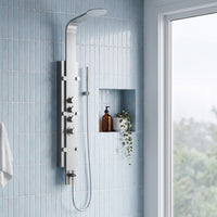 Mateo 60 in. H x 7 in. W 6-Jet Shower Panel System with Fixed Rainhead and Hand Shower Wand in Stainless Steel