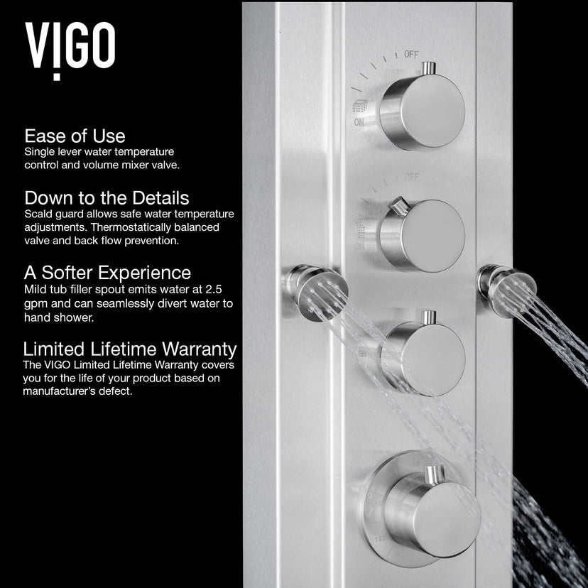 Wall-mounted shower unit with flexible hose, pressure balance, and round stainless steel head